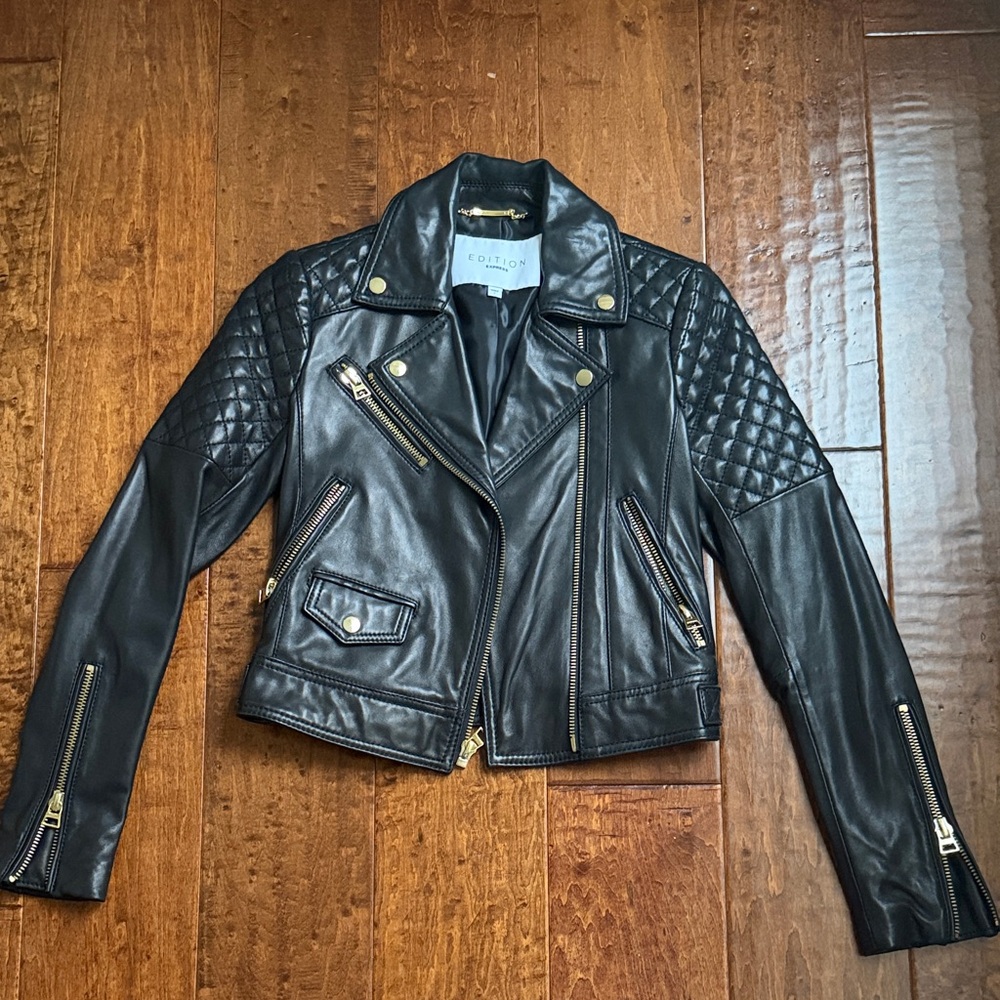 Express edition Black Quilted Leather Jacket